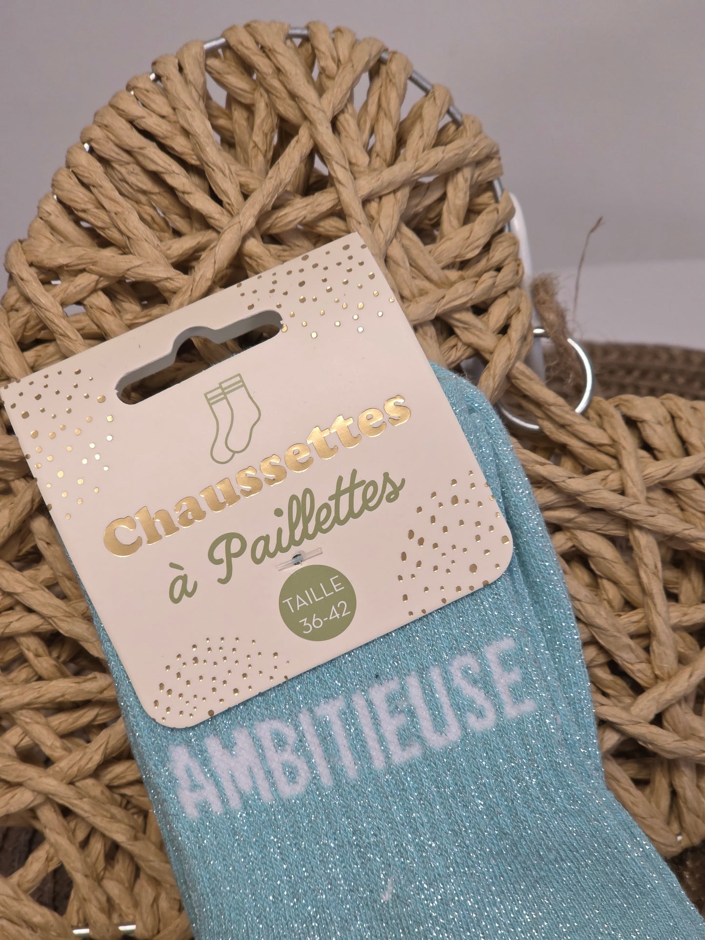 AMBITIEUSE - Chaussette à Paillette  Turquoise