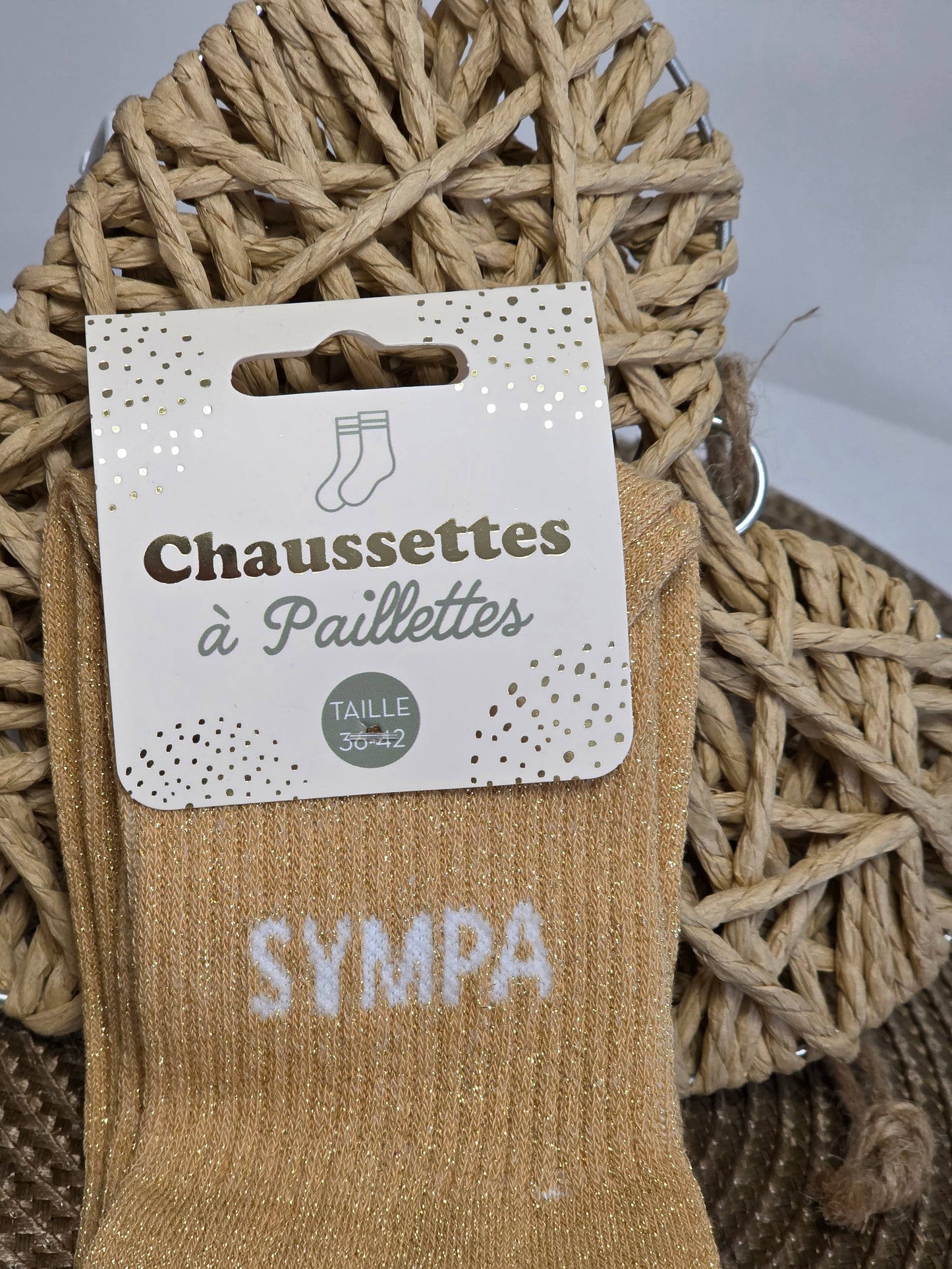 SYMPA - Chaussette à Paillette  Camel