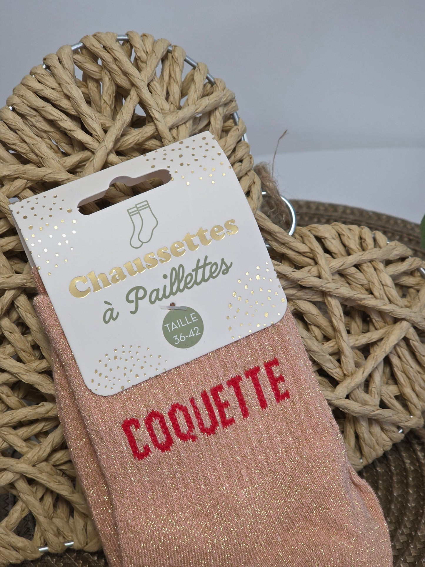 COQUETTE - Chaussette à Paillette  Pêche
