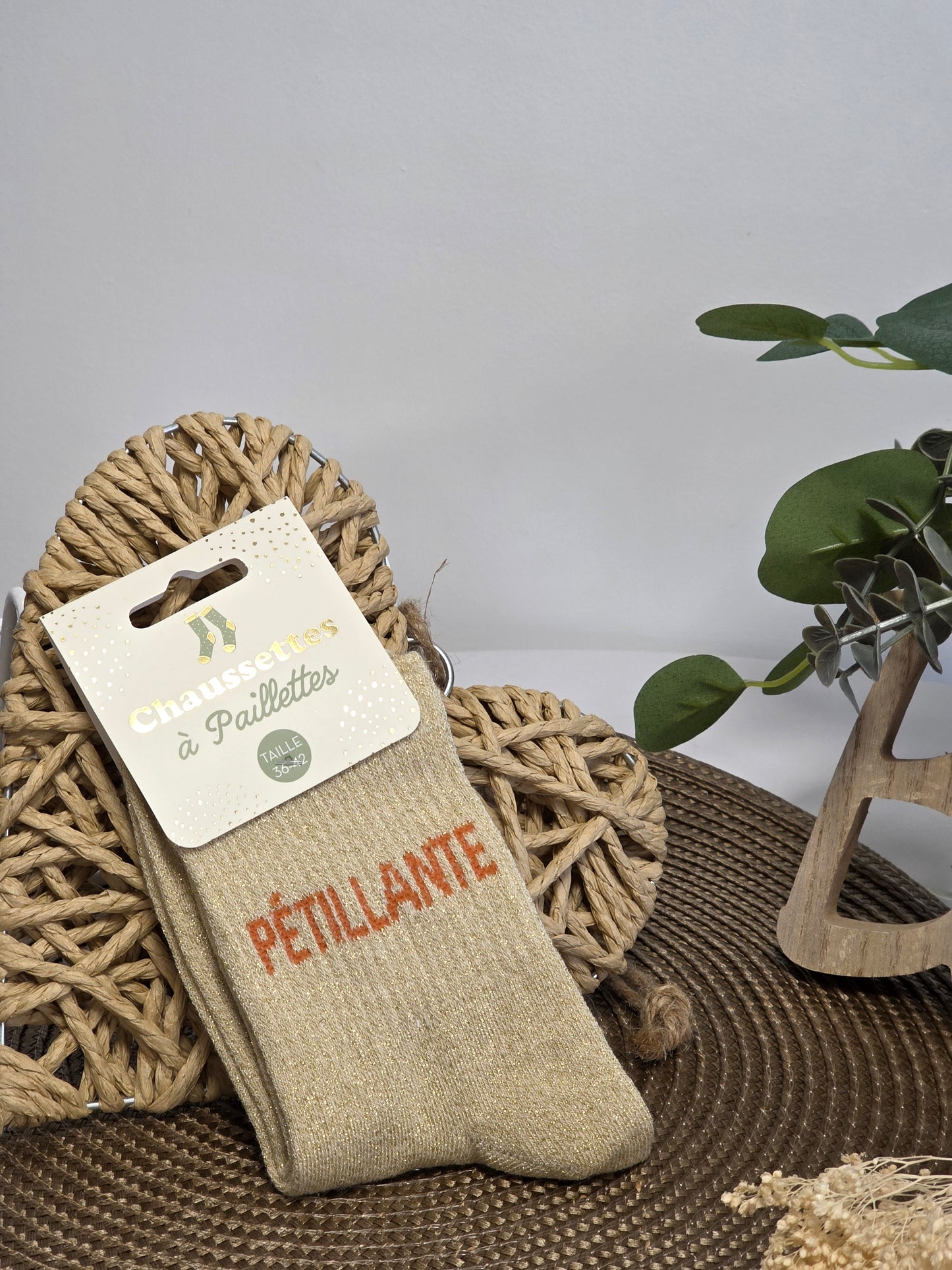 PETILLANTE - Chaussette à Paillette  Beige