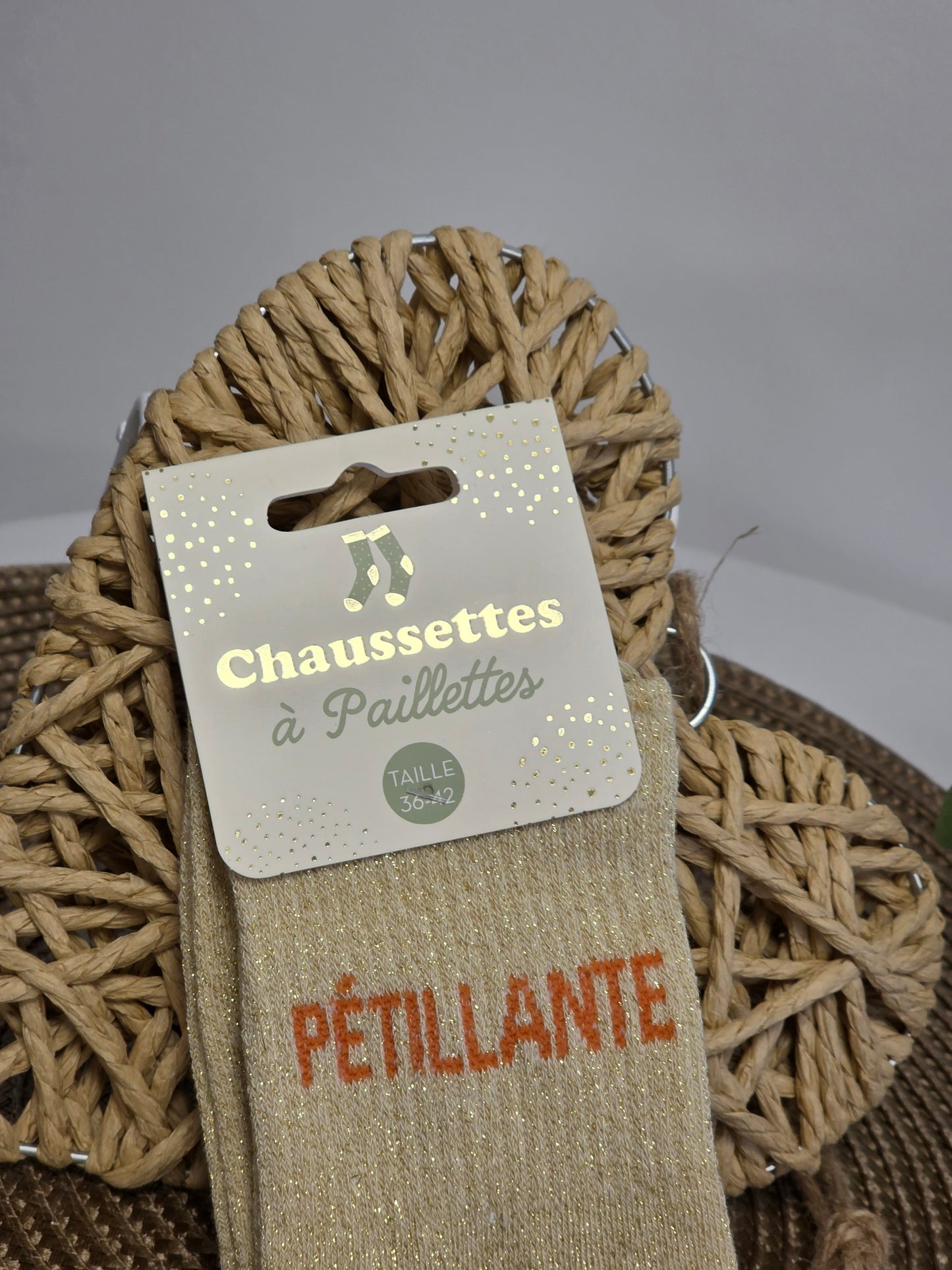 PETILLANTE - Chaussette à Paillette  Beige