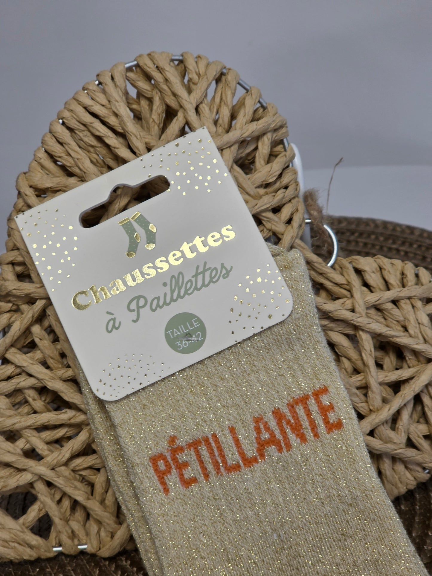 PETILLANTE - Chaussette à Paillette  Beige