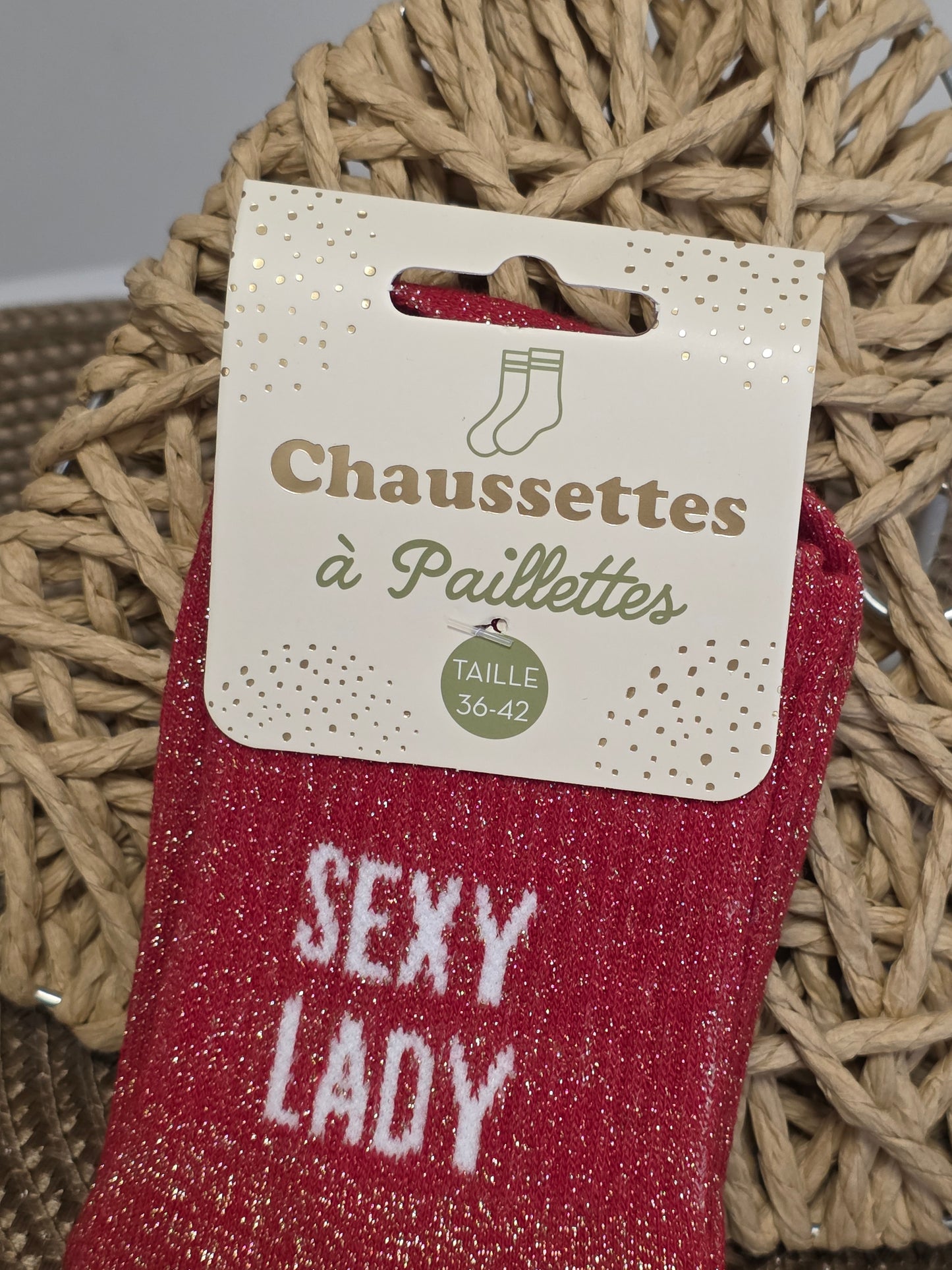 SEXY LADY - Chaussette à Paillette  Rouge