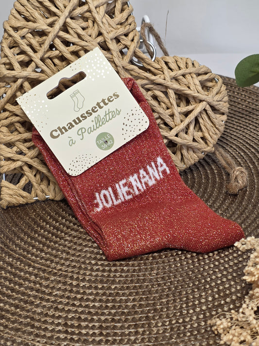 JOLIE NANA - Chaussette à Paillette  Rouille