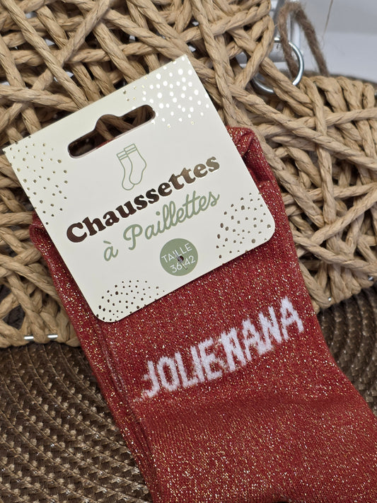 JOLIE NANA - Chaussette à Paillette  Rouille