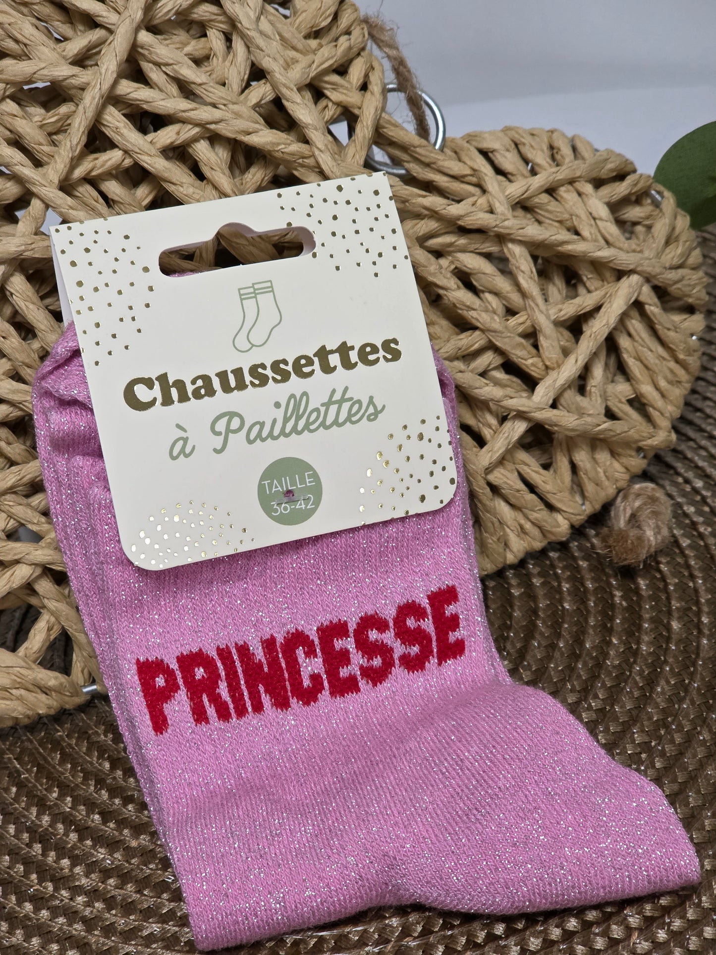 PRINCESSE - Chaussette à Paillette  Rose