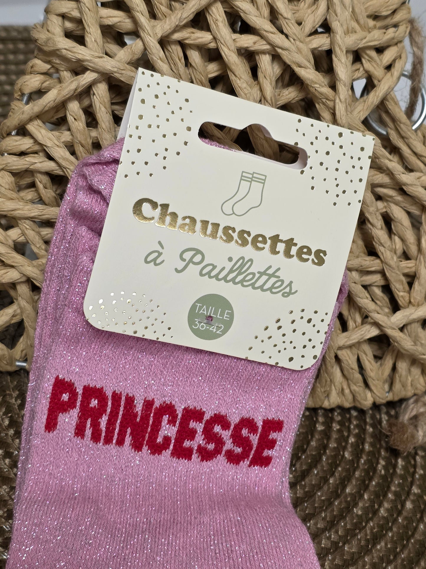 PRINCESSE - Chaussette à Paillette  Rose