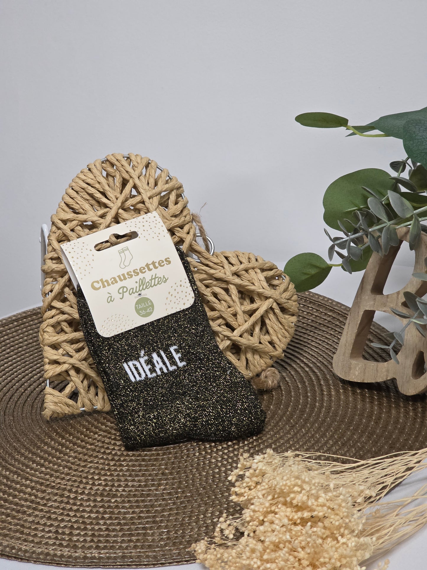 IDEALE - Chaussette à Paillette  Noir