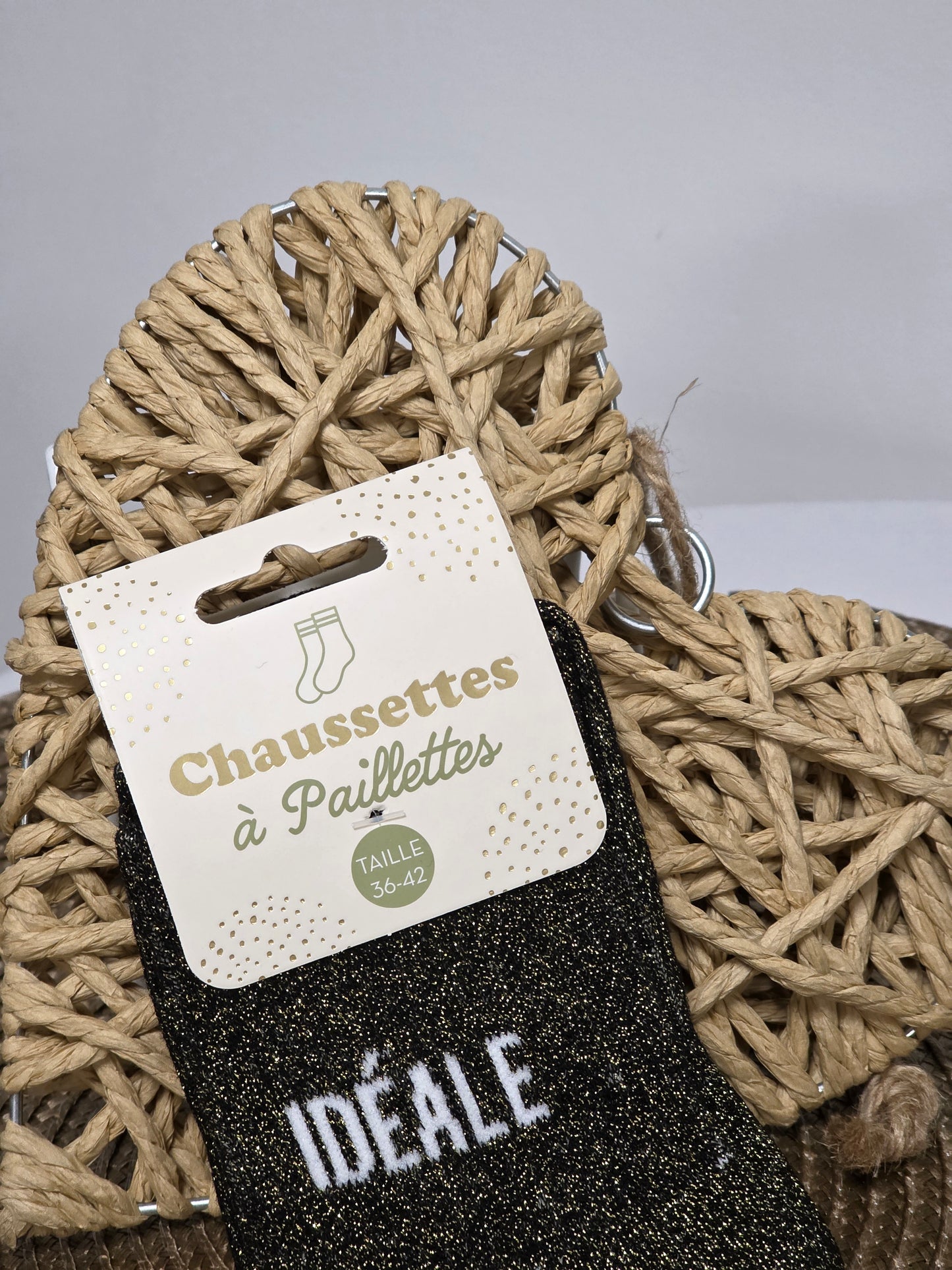 IDEALE - Chaussette à Paillette  Noir