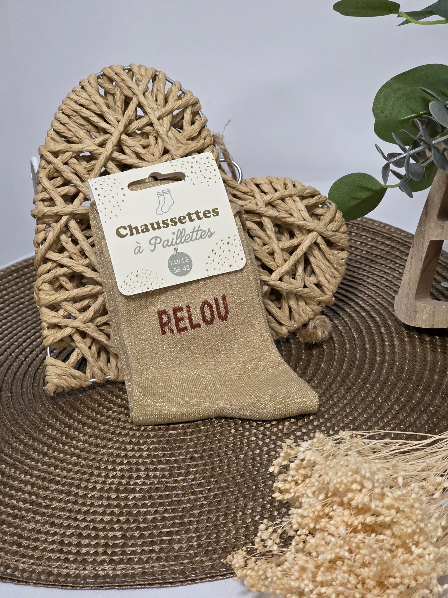 RELOU - Chaussette à Paillette  Camel