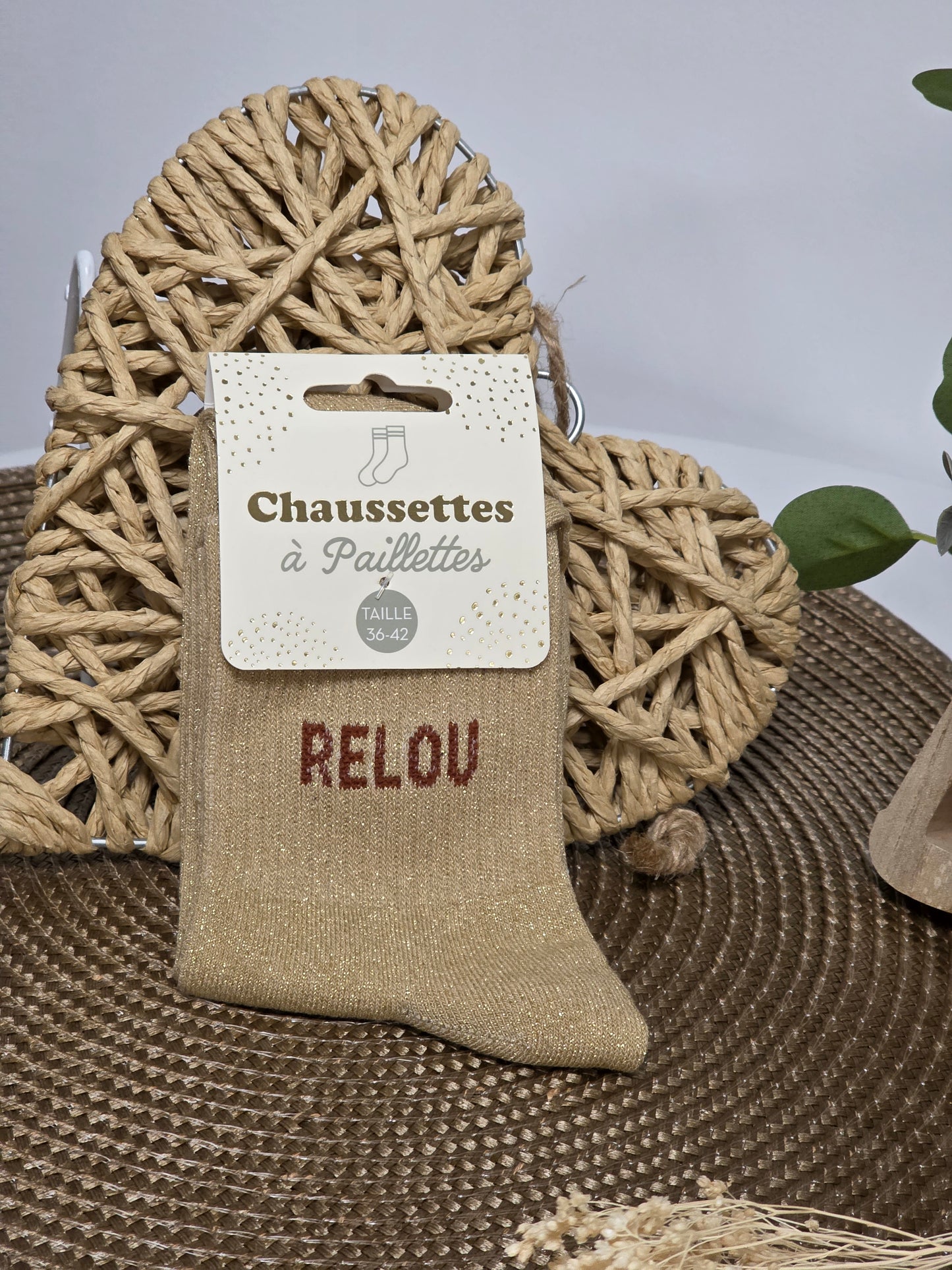 RELOU - Chaussette à Paillette  Camel