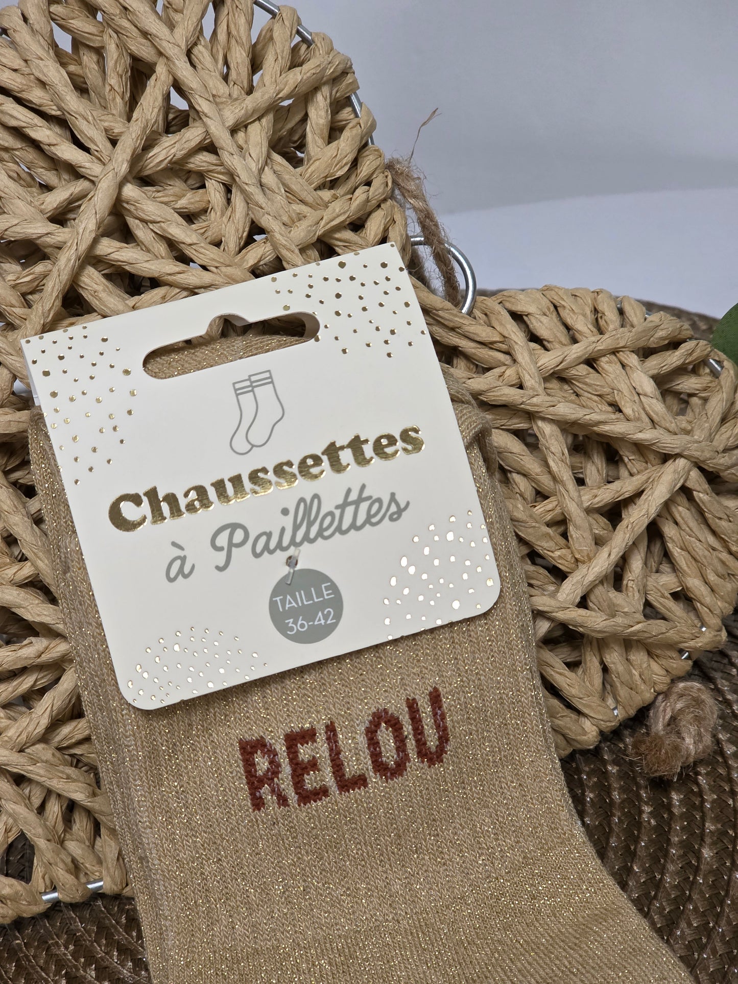 RELOU - Chaussette à Paillette  Camel