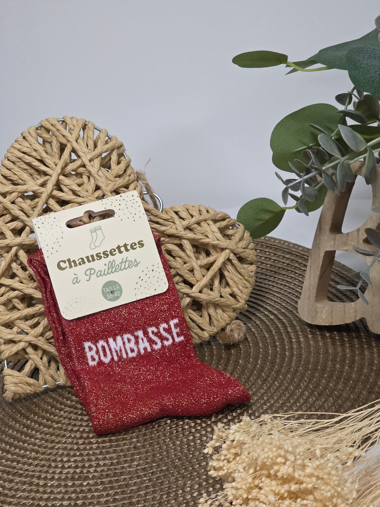 BOMBASSE - Chaussette à Paillette  Rouge