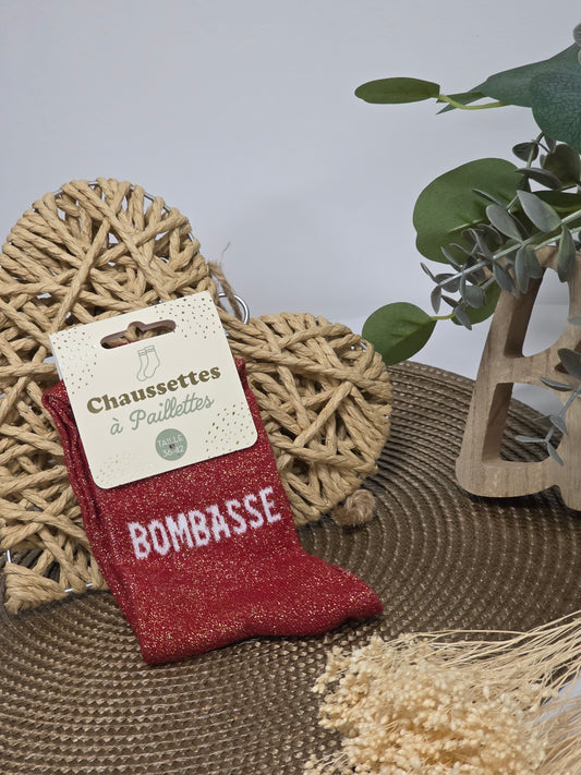 BOMBASSE - Chaussette à Paillette  Rouge