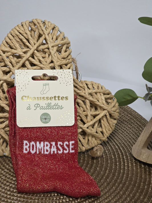 BOMBASSE - Chaussette à Paillette  Rouge