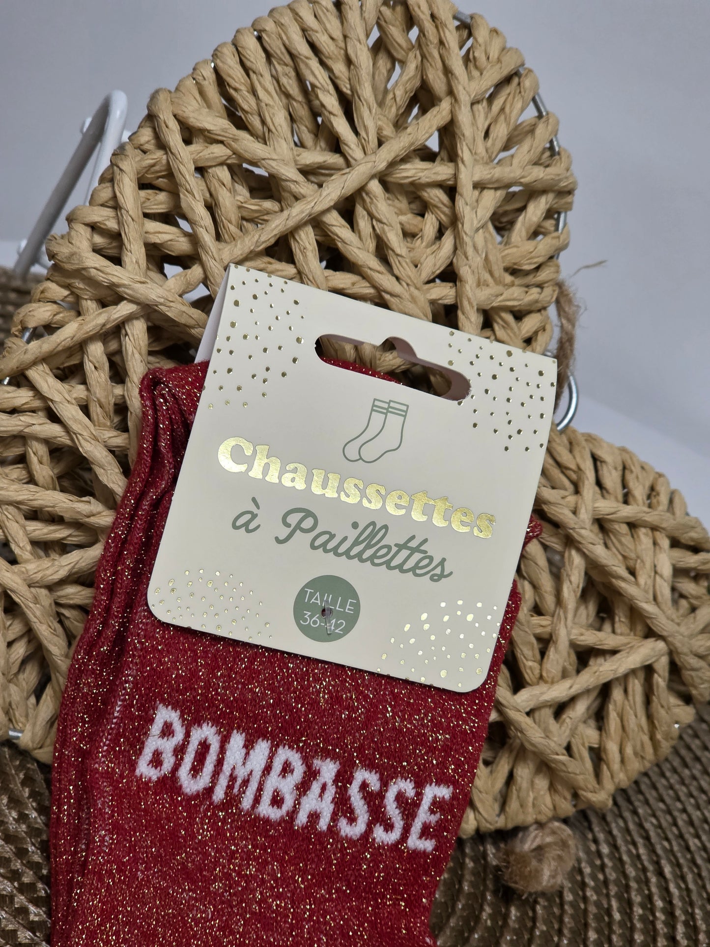 BOMBASSE - Chaussette à Paillette  Rouge