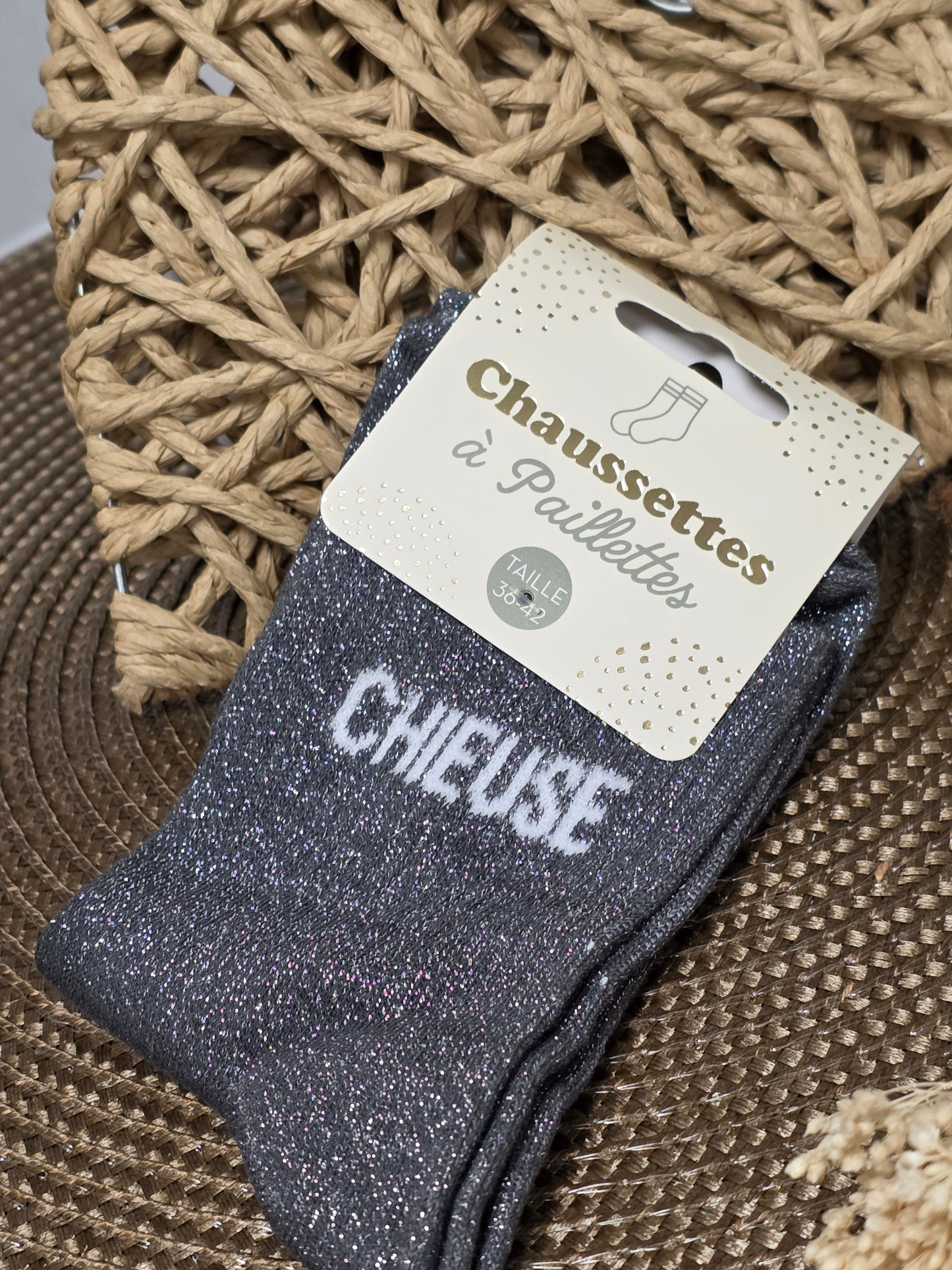 CHIEUSE - Chaussette à Paillette  Gris