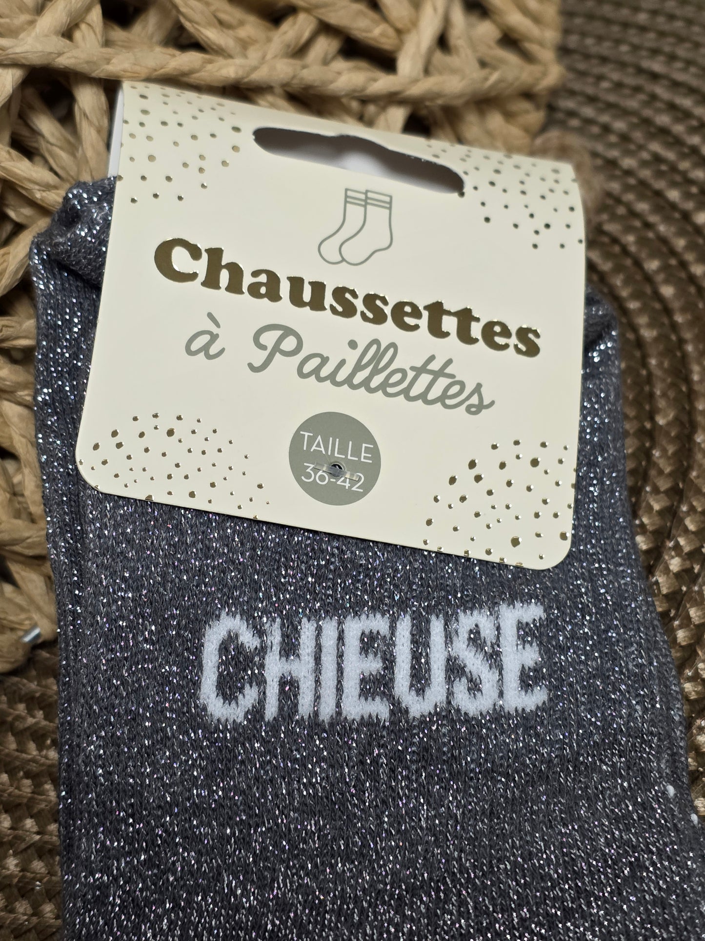 CHIEUSE - Chaussette à Paillette  Gris