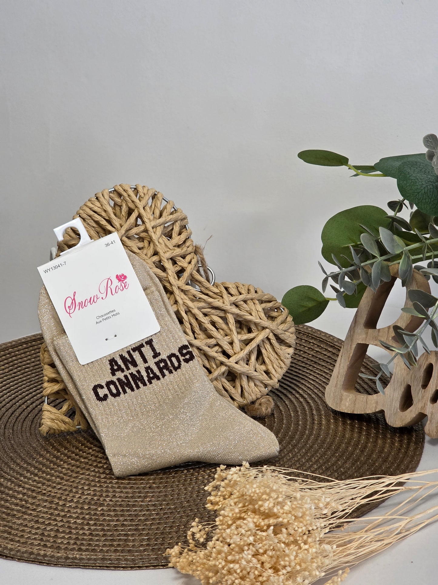 ANTI CONNARDS - Chaussette à Paillette  Beige