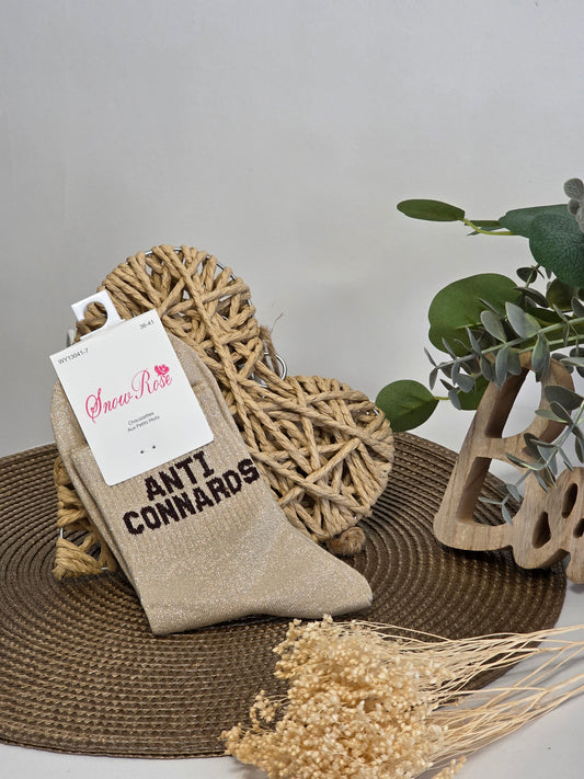 ANTI CONNARDS - Chaussette à Paillette  Beige