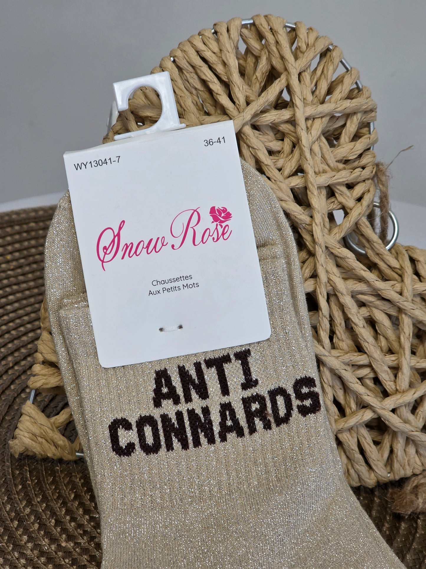ANTI CONNARDS - Chaussette à Paillette  Beige