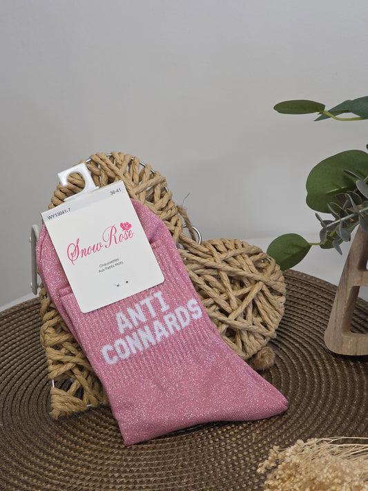 ANTI CONNARDS - Chaussette à Paillette  Rose