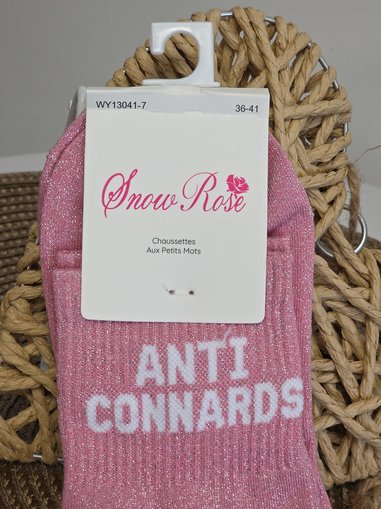 ANTI CONNARDS - Chaussette à Paillette  Rose