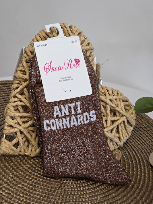 ANTI CONNARDS - Chaussette à Paillette  Marron