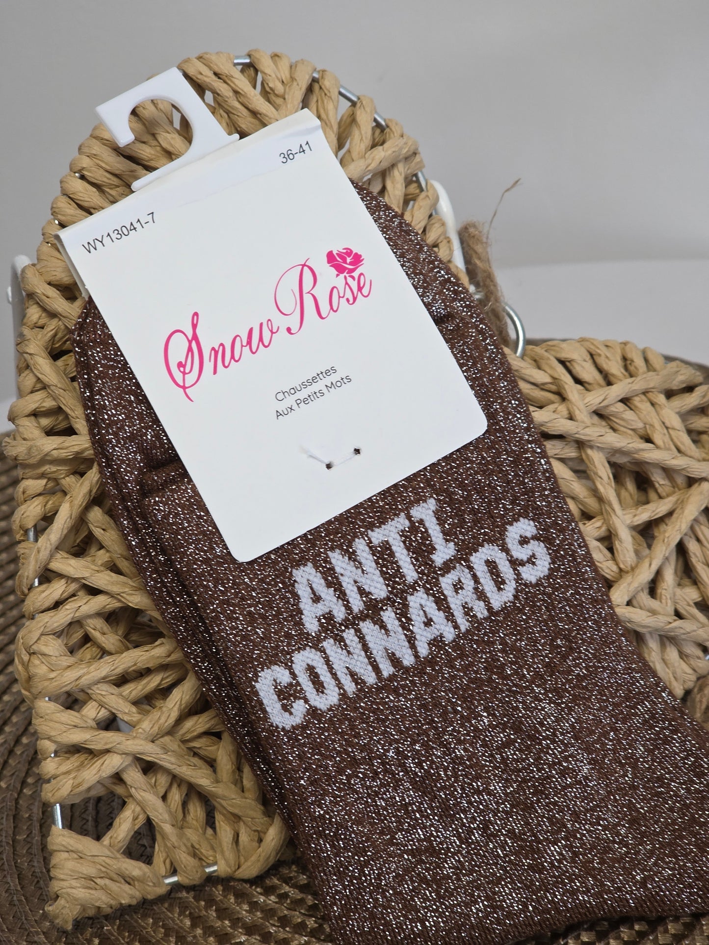 ANTI CONNARDS - Chaussette à Paillette  Marron
