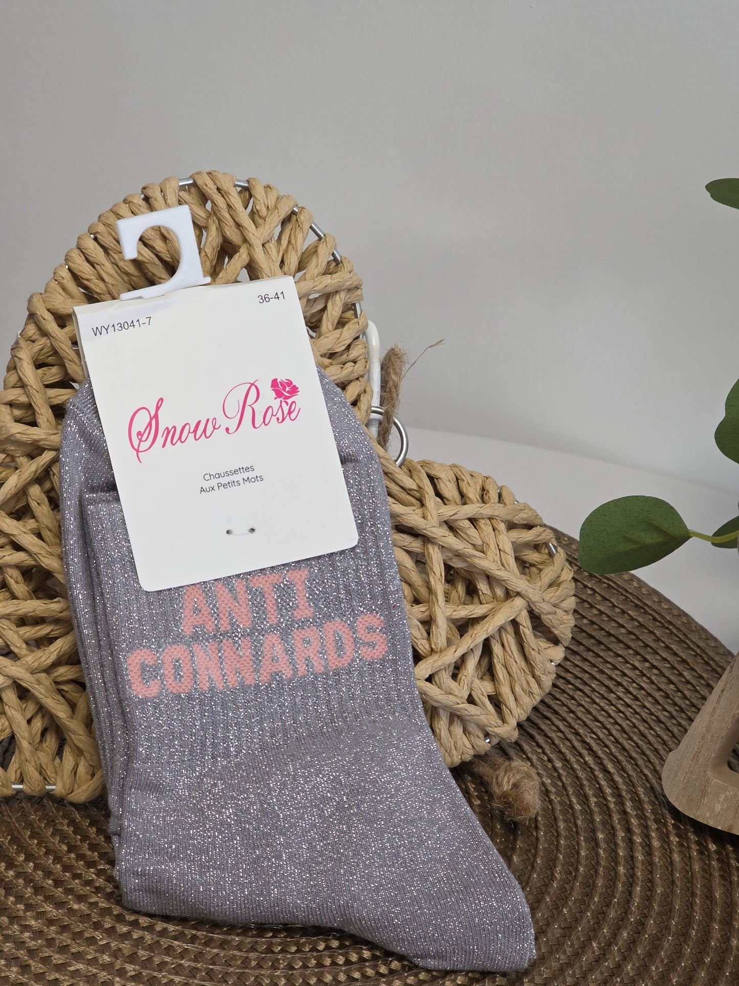 ANTI CONNARDS - Chaussette à Paillette  Gris