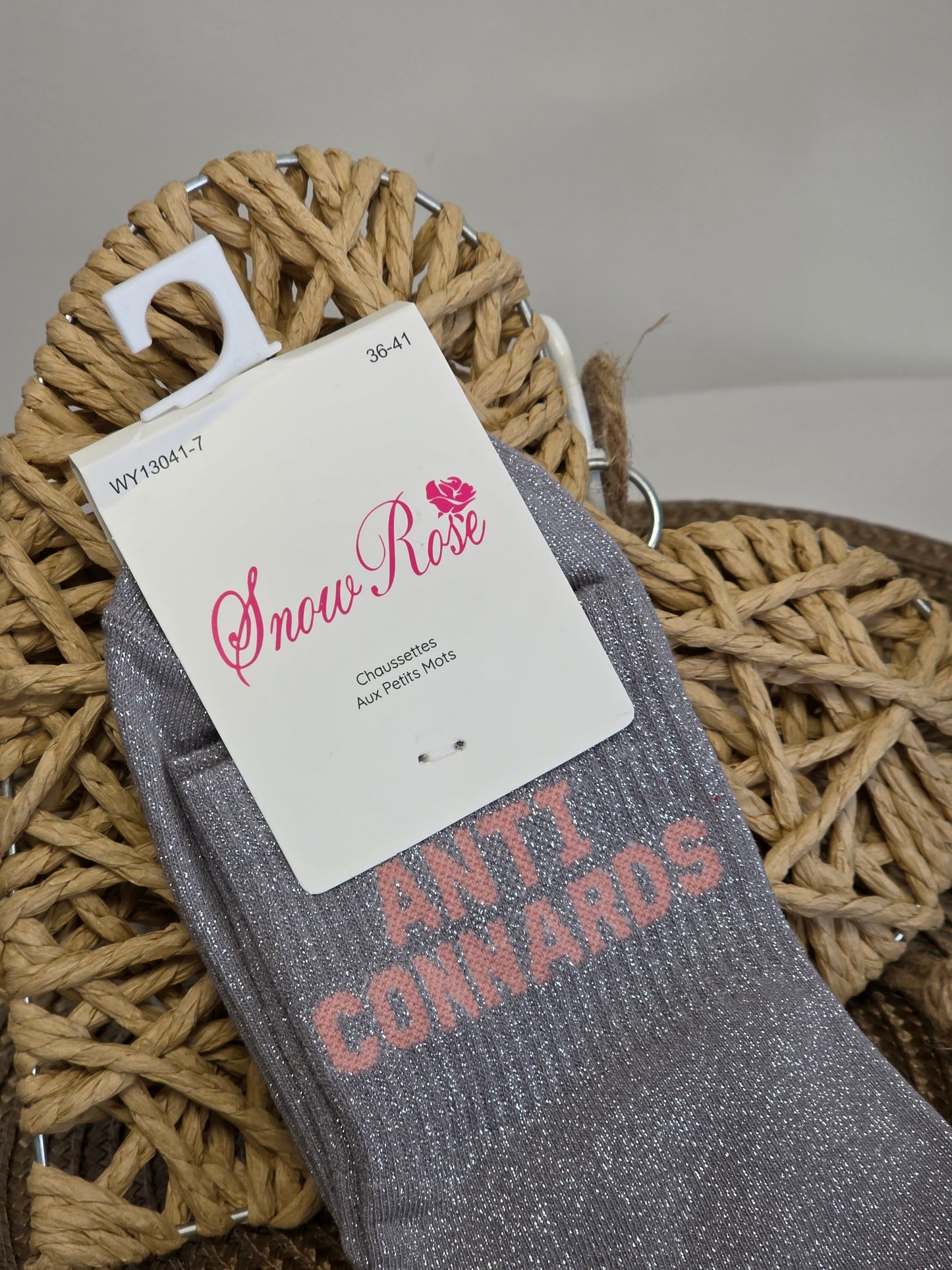 ANTI CONNARDS - Chaussette à Paillette  Gris