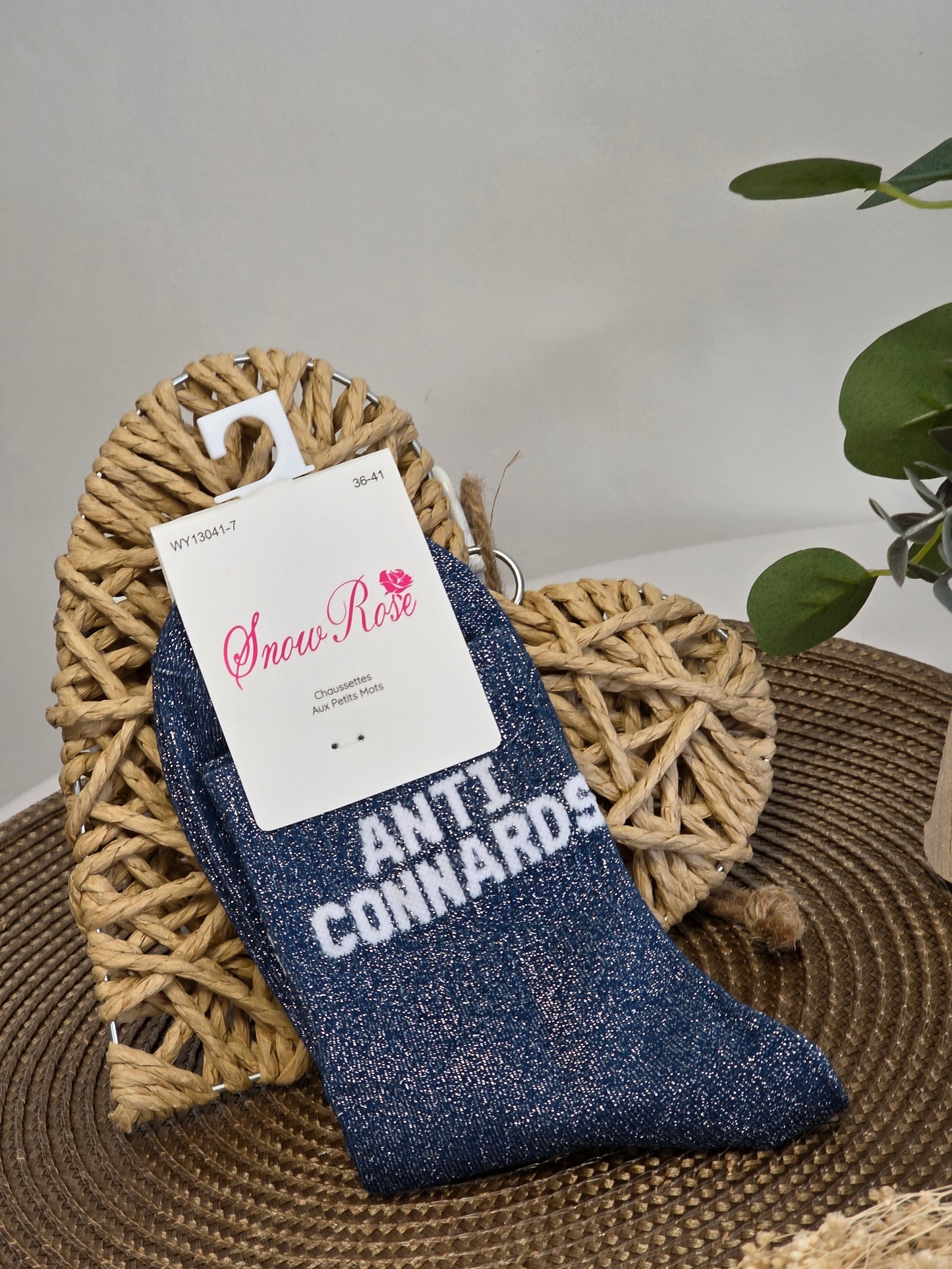 ANTI CONNARDS - Chaussette à Paillette  Bleu