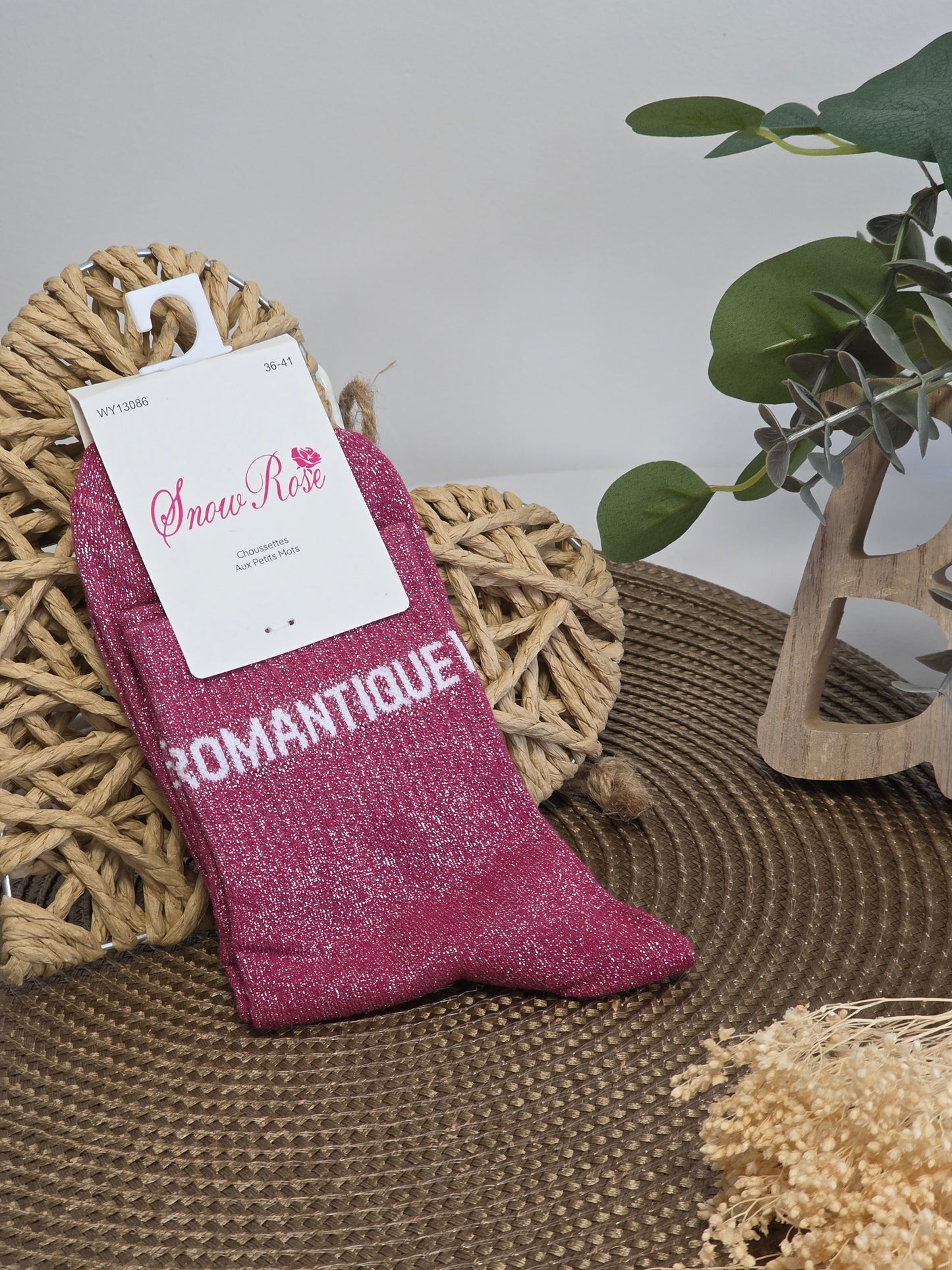 ROMANTIQUE - Chaussette à Paillette  Rouge Grenat