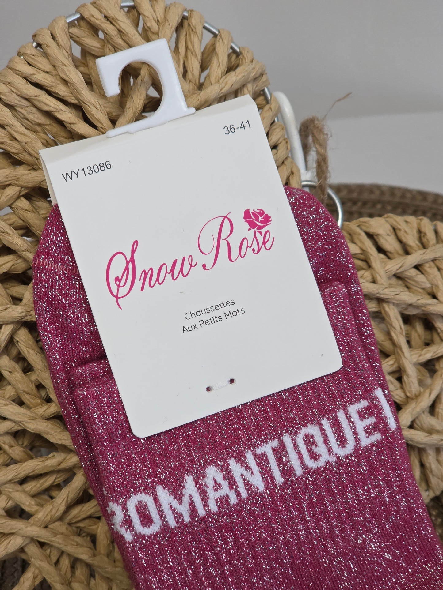 ROMANTIQUE - Chaussette à Paillette  Rouge Grenat