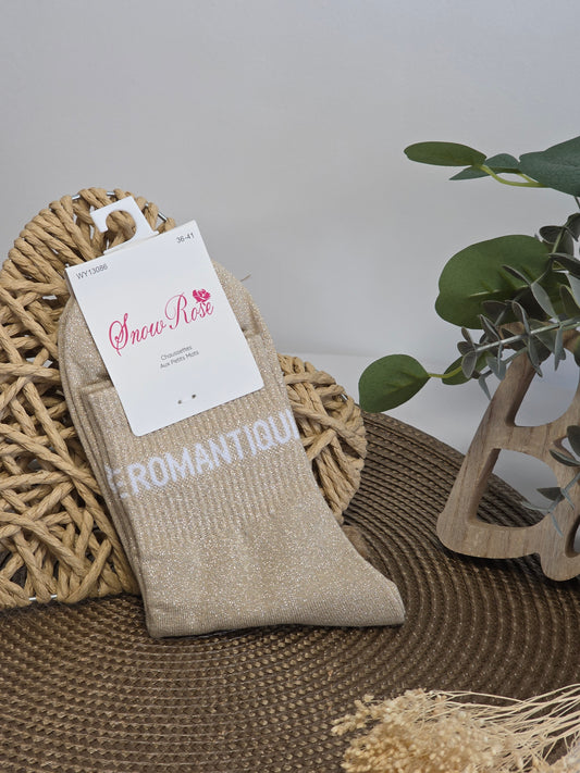 ROMANTIQUE - Chaussette à Paillette  Beige