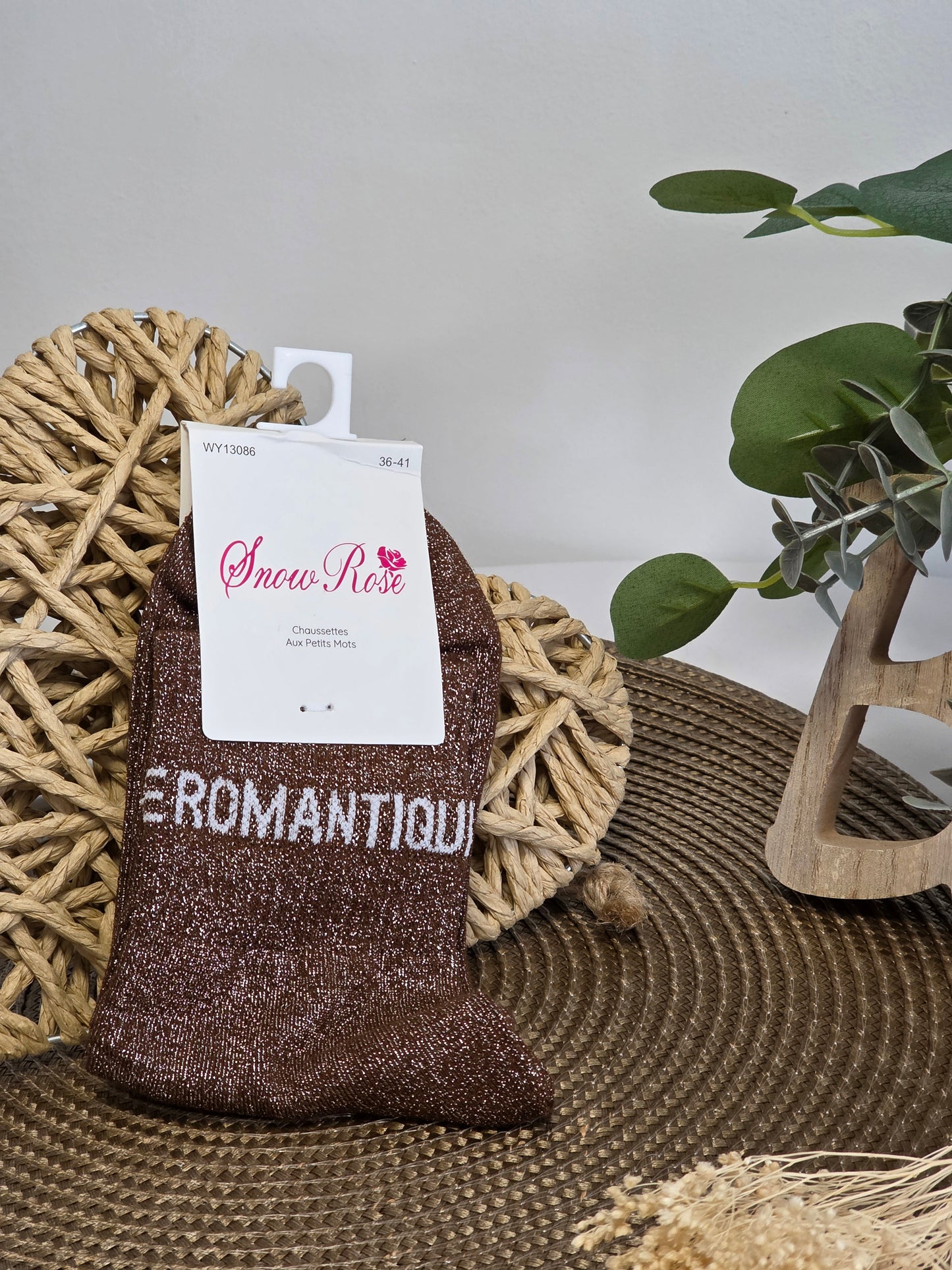 ROMANTIQUE - Chaussette à Paillette  Marron