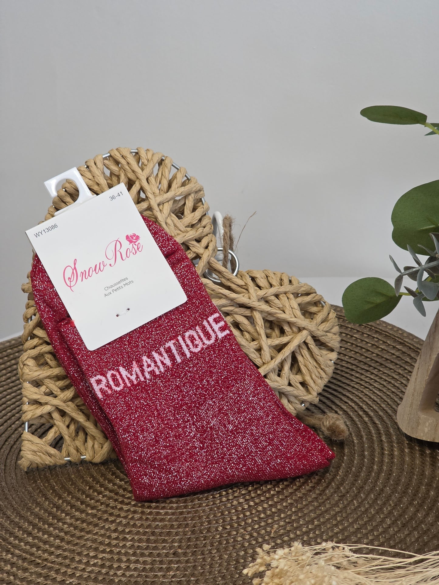 ROMANTIQUE - Chaussette à Paillette  Bordeaux