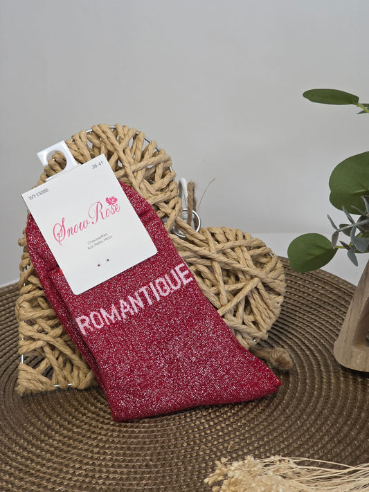 ROMANTIQUE - Chaussette à Paillette  Bordeaux