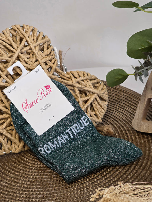 ROMANTIQUE - Chaussette à Paillette  Vert