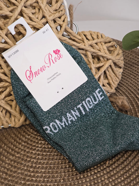 ROMANTIQUE - Chaussette à Paillette  Vert