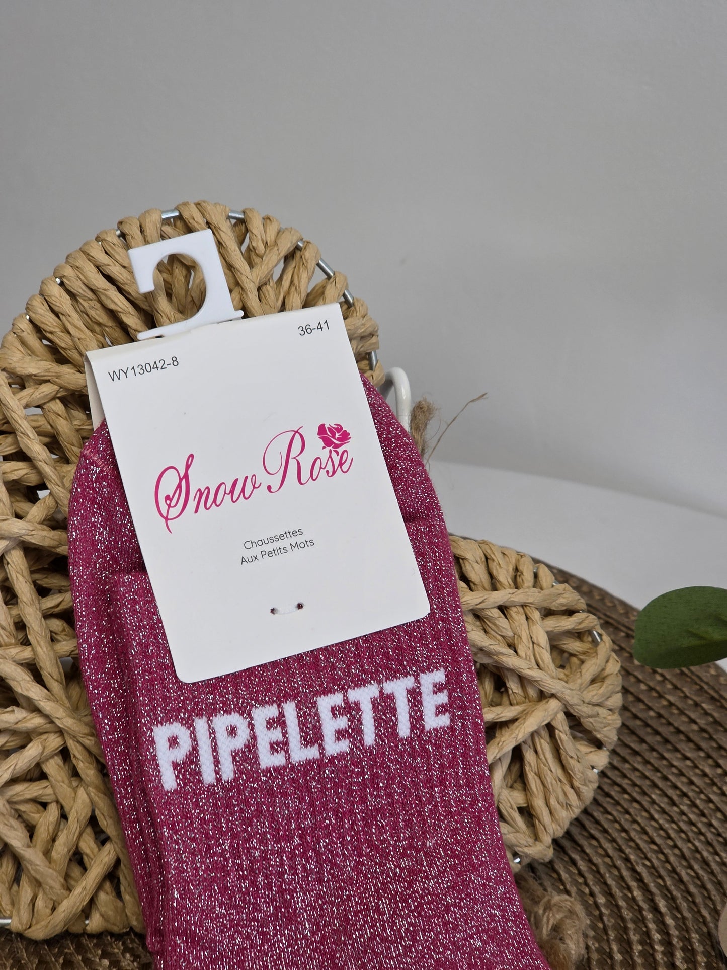 PIPELETTE - Chaussette à Paillette  Rouge Grenat