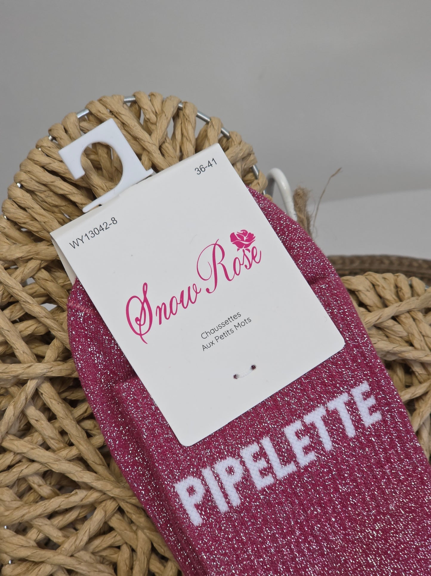 PIPELETTE - Chaussette à Paillette  Rouge Grenat