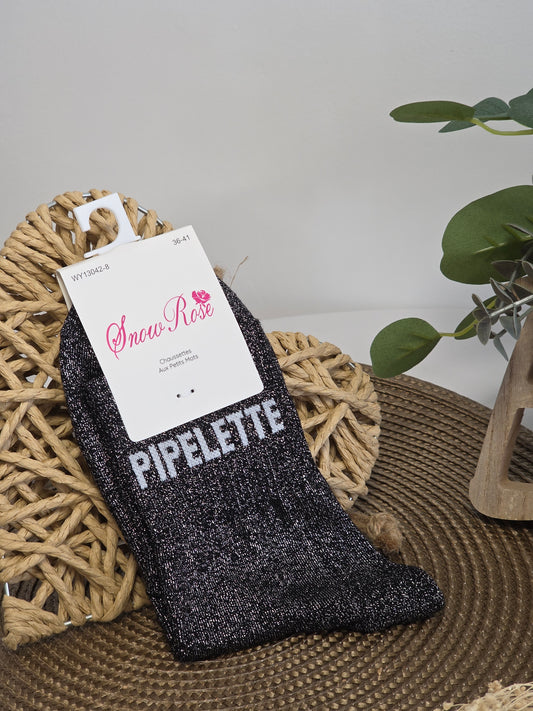 PIPELETTE - Chaussette à Paillette  Noir