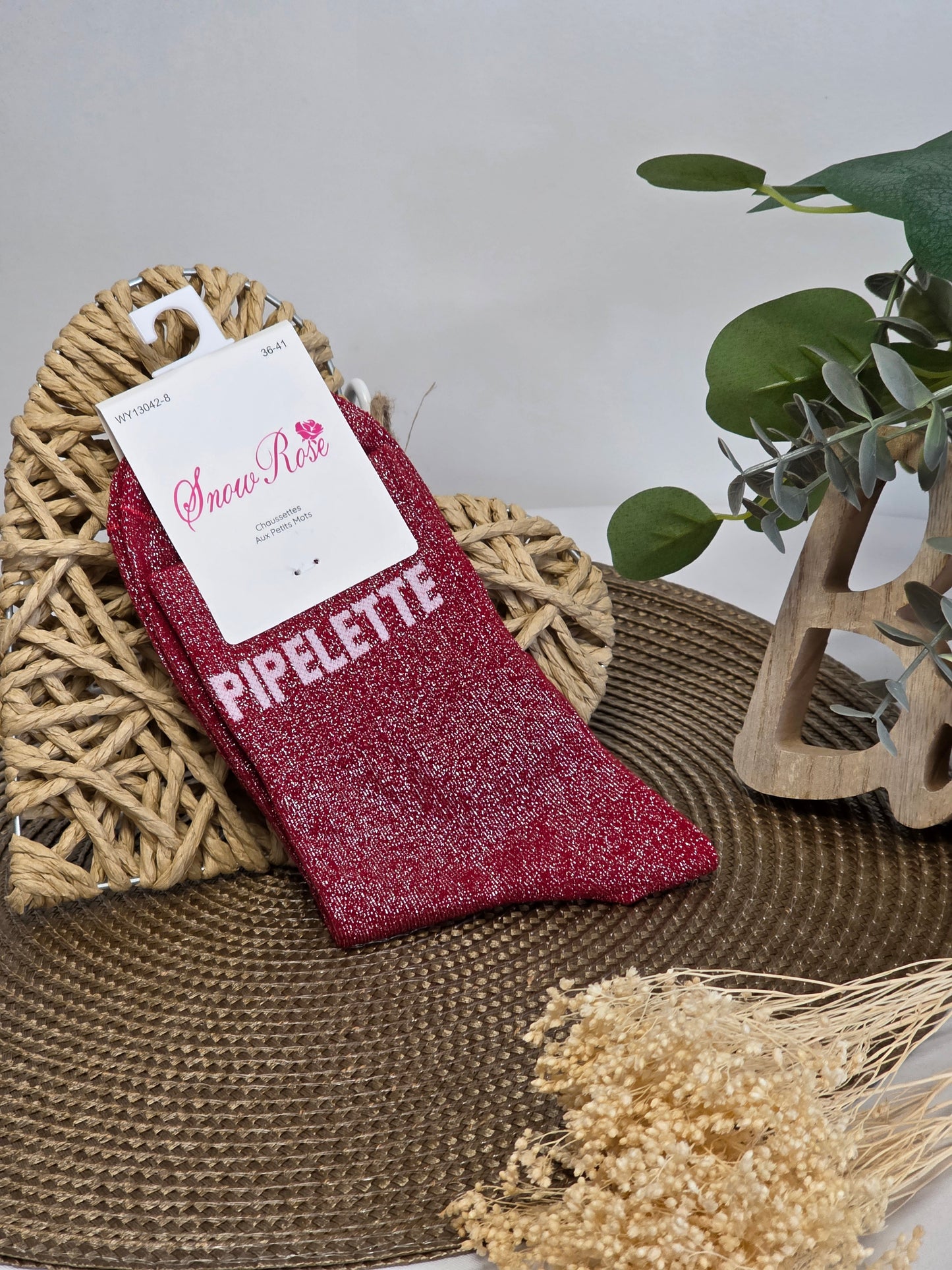 PIPELETTE - Chaussette à Paillette  Bordeaux