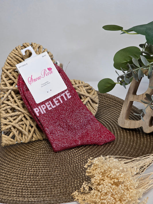 PIPELETTE - Chaussette à Paillette  Bordeaux