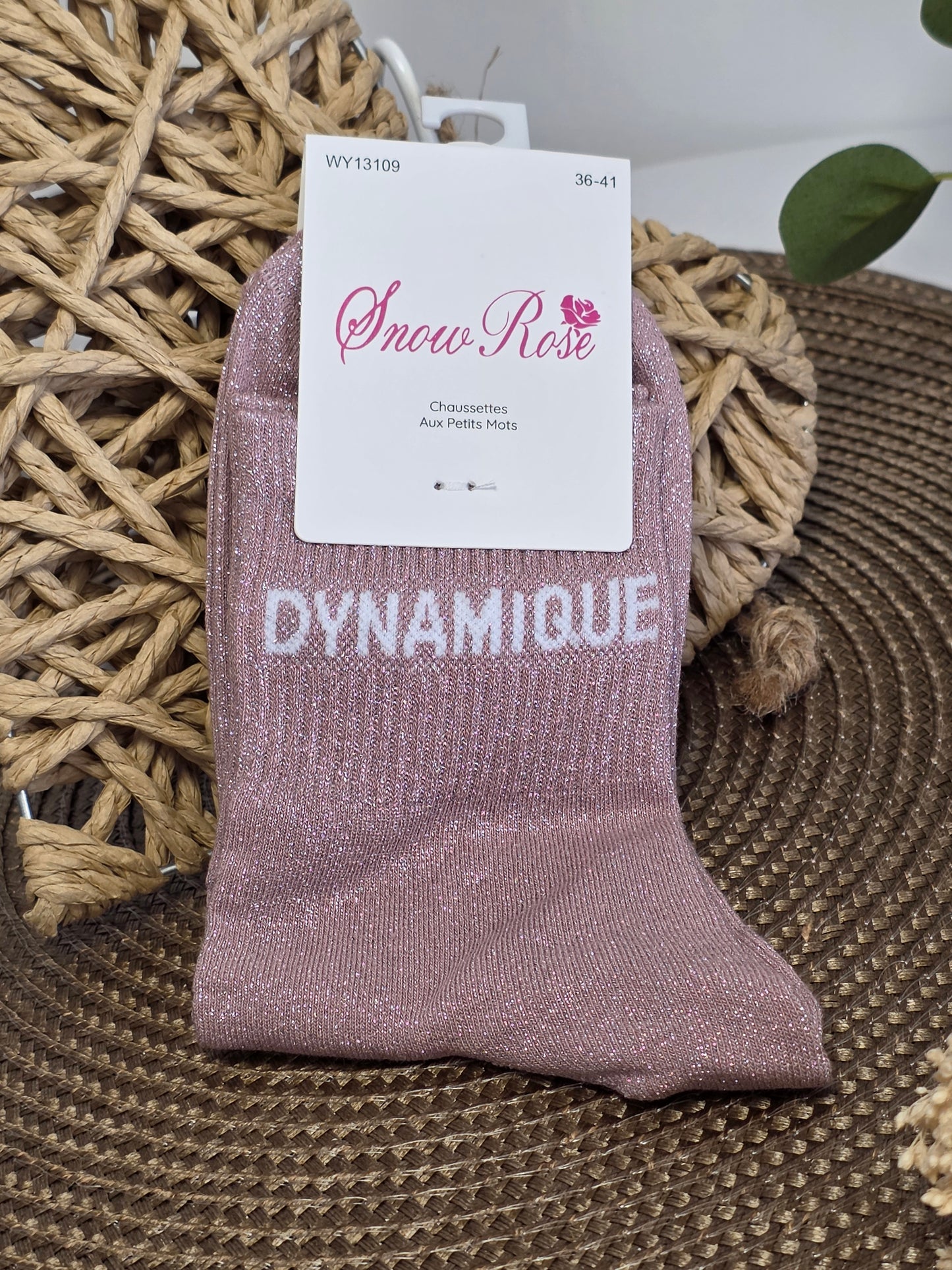 DYNAMIQUE - Chaussette à Paillette  Vieux Rose