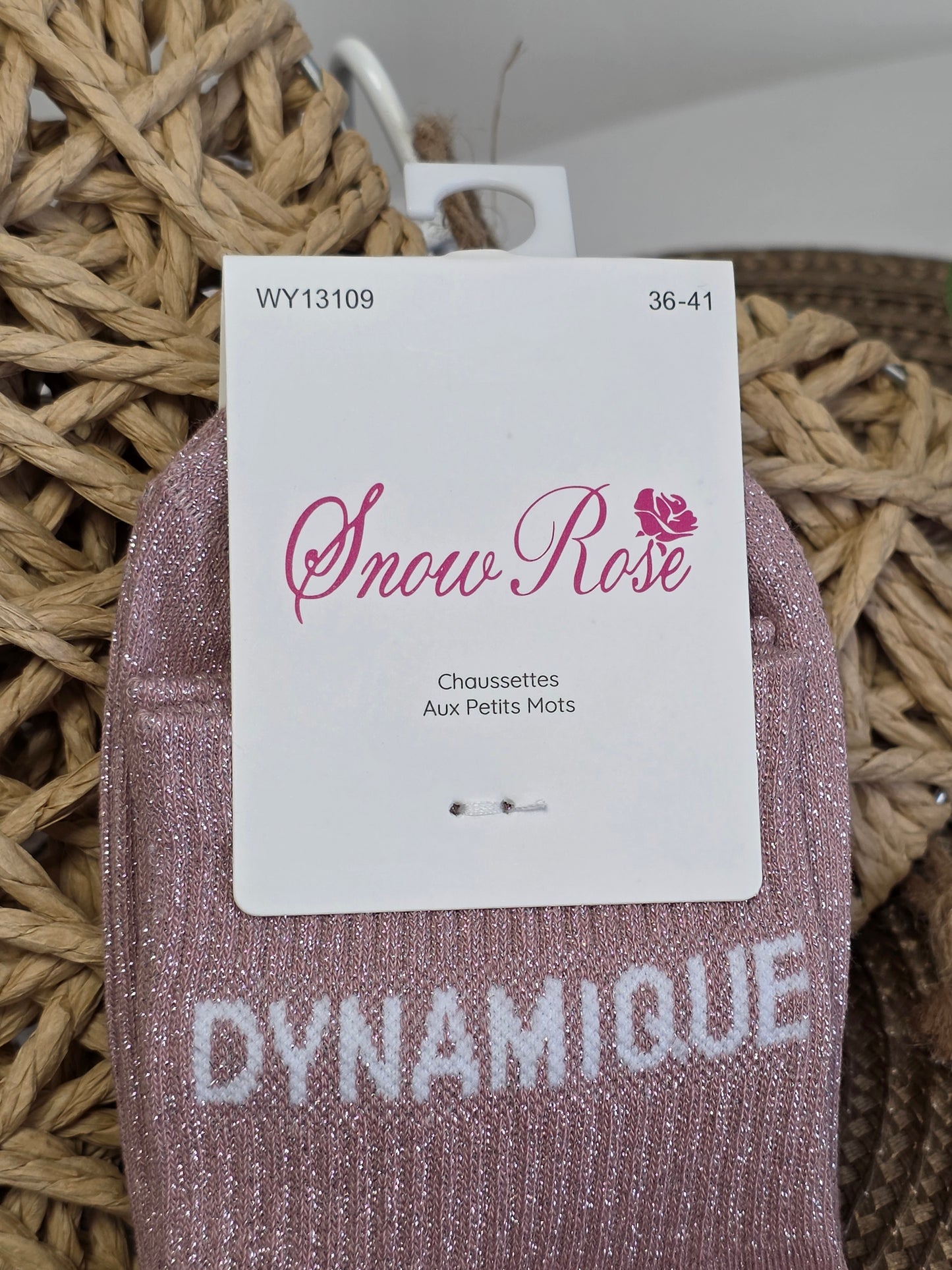 DYNAMIQUE - Chaussette à Paillette  Vieux Rose