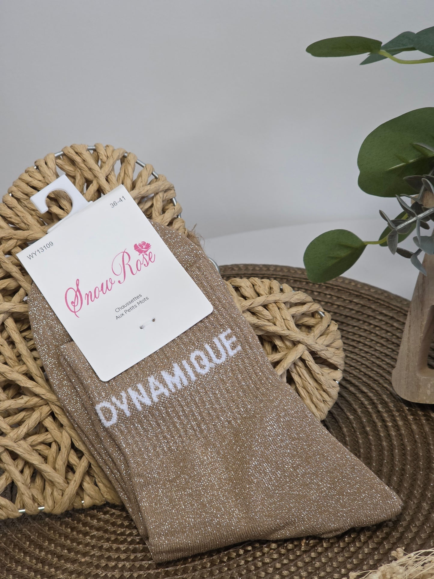 DYNAMIQUE - Chaussette à Paillette  Camel