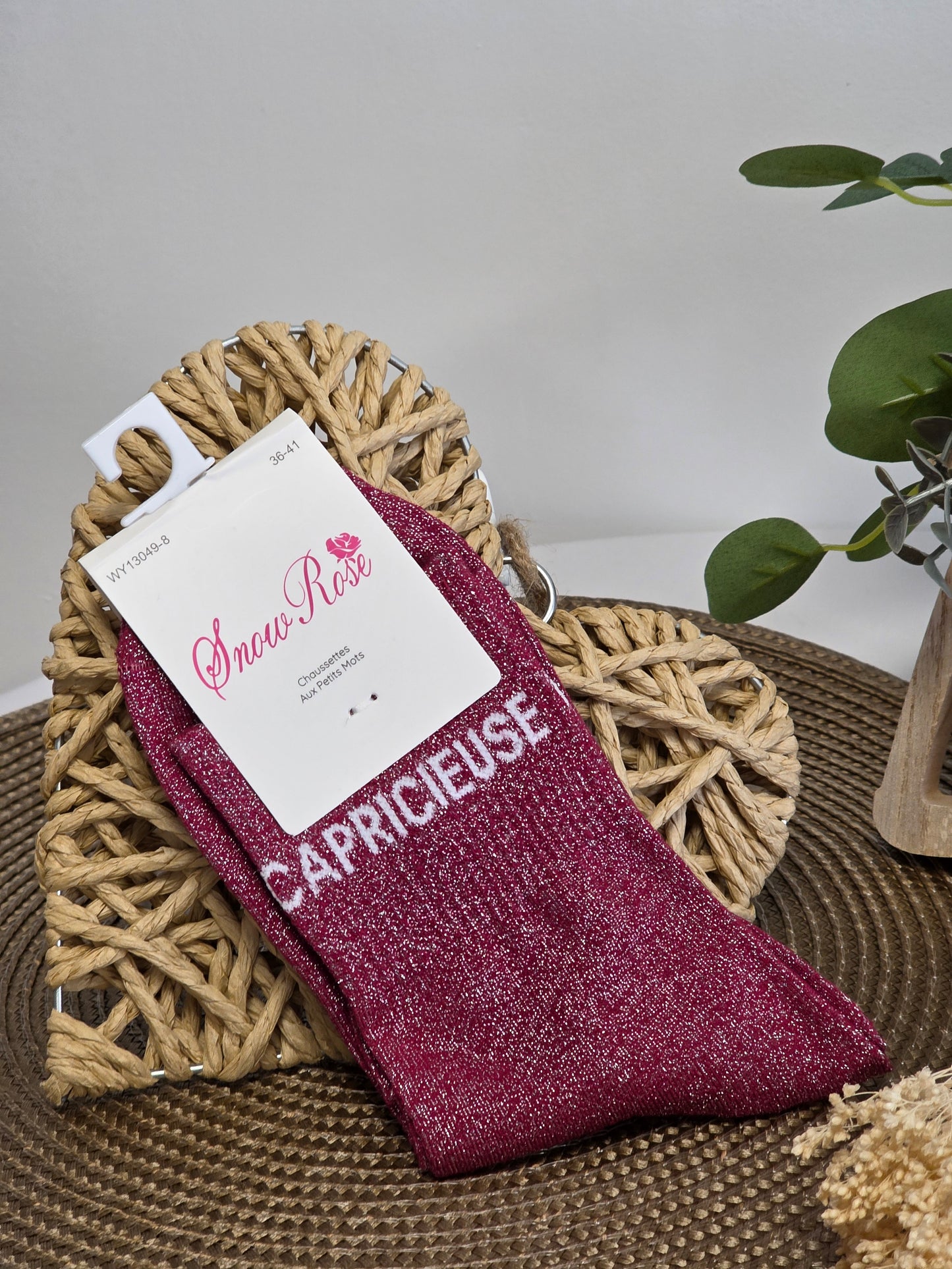 CAPRICIEUSE - Chaussette à Paillette  Rouge Grenat