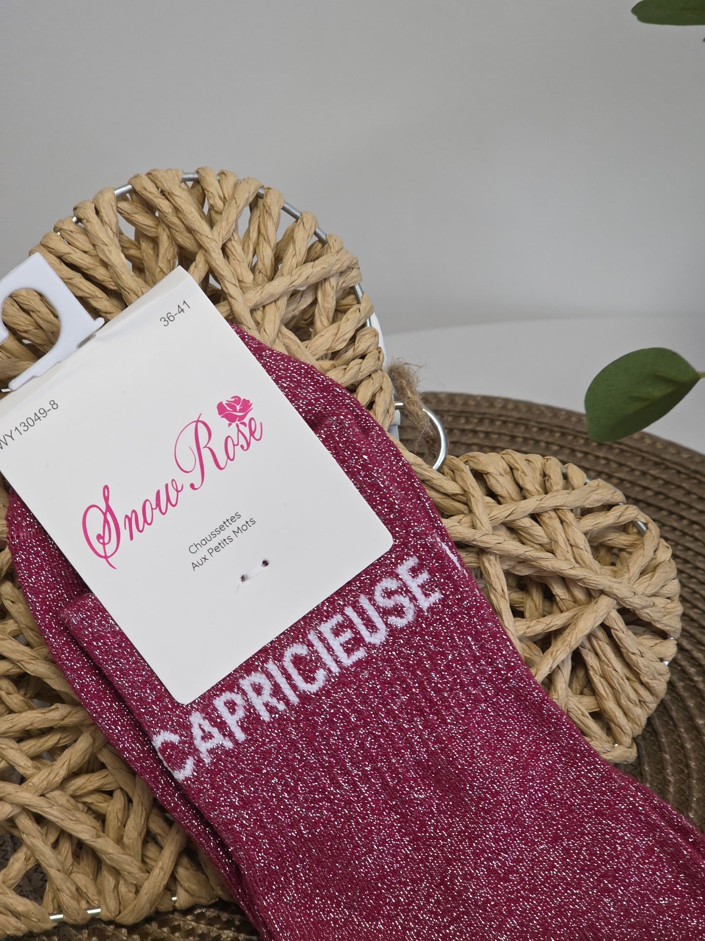 CAPRICIEUSE - Chaussette à Paillette  Rouge Grenat